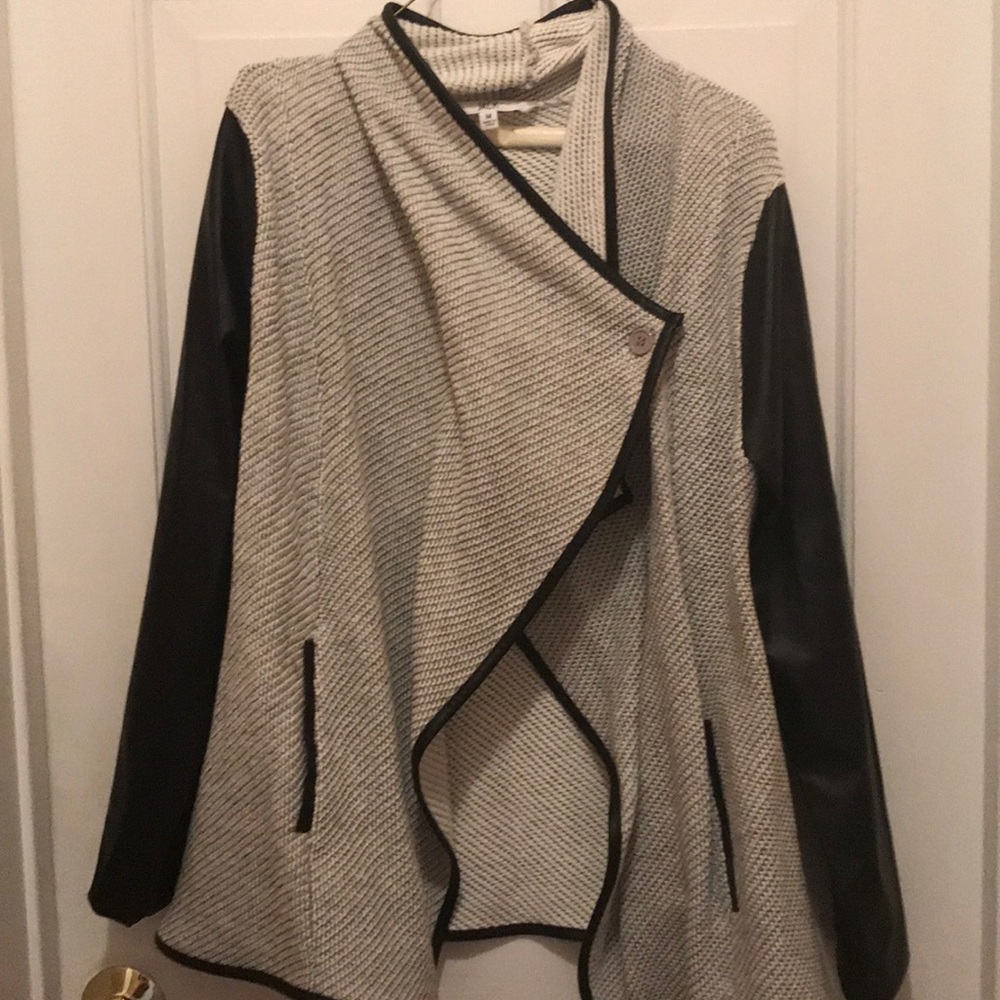 Oversized faux leather sleeved jacket